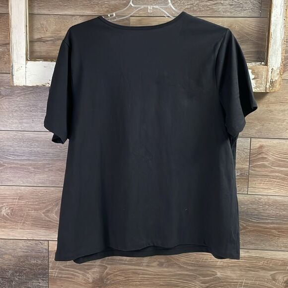 CORAL BAY Womens Plus Size 2X Scoop Neck Embellished Cocktails Graphic Top Black - Picture 5 of 6